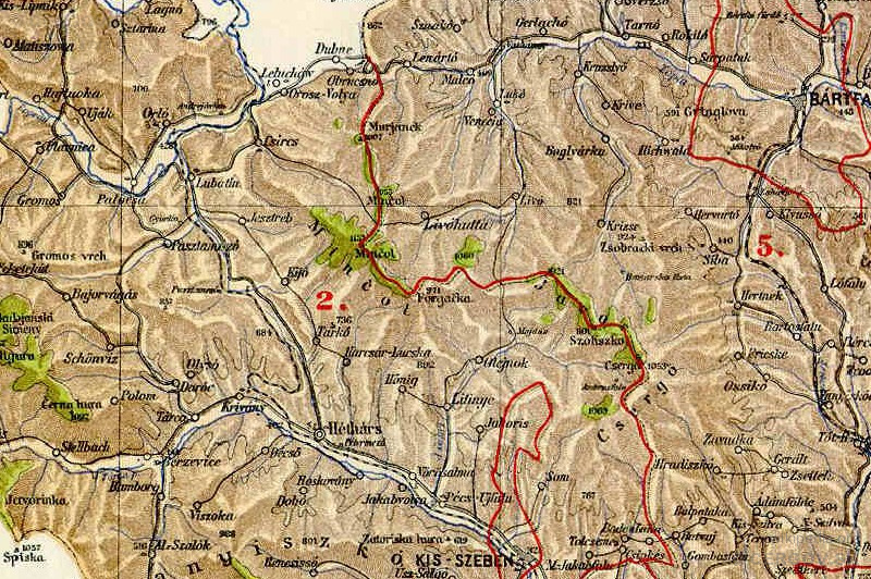 Pohorie Čergov na mape Šarišskej župy