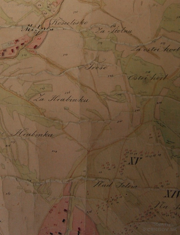 Lokalita medzi Milpošom a Hanigovcami. Hrabinka, Trošč, Ostrí Horb.