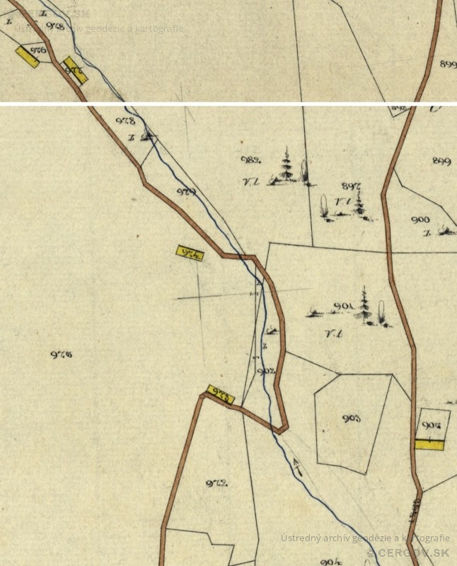 Baranie. Katastrálna mapa Olejníkov. Sign. Ša 222, č. mapy 20, 25.