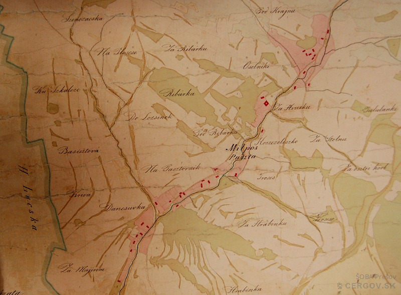 Milpoš na archívnej mape z roku 1859