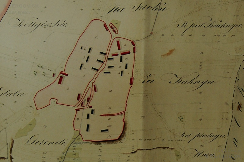 Bodovce na archívnej mape z roku 1848